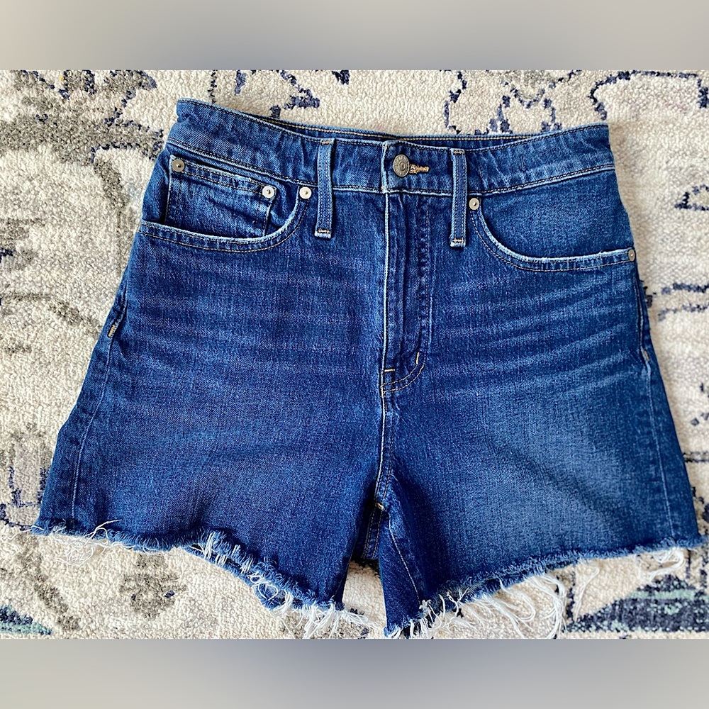 Madewell Blue Jean Shorts with Frayed Hem